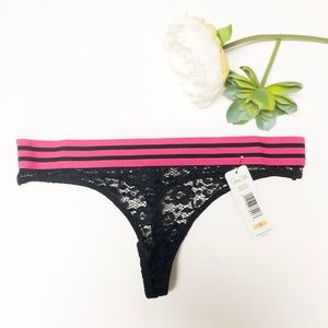New Black Lace Thong With Elastic Waist